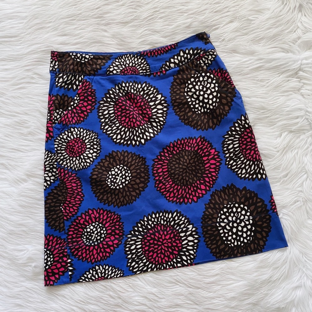 Boden Blue Pink Floral Chino A-Line Mini Skirt